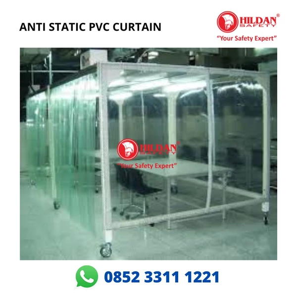 ESD Anti-static PVC Grid Curtain Carbon lines are printed on anti-static PVC sheet Surface 