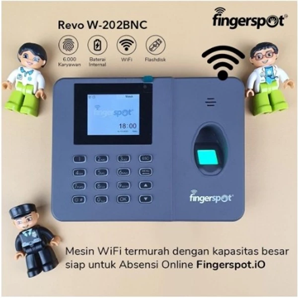 Mesin Absensi Fingerprint Sidik Jari Merk Fingerspot W-202 Support Wifi
