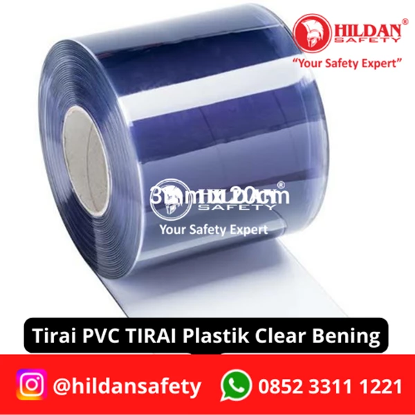 TIRAI PVC STRIP CURTAIN TIRAI PLASTIK PER ROLL CLEAR BENING 3MM 20CM JAKARTA
