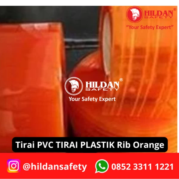 TIRAI PVC STRIP CURTAIN TIRAI PLASTIK RIBBED 3MM 30CM PER ROLL ORANGE JAKARTA
