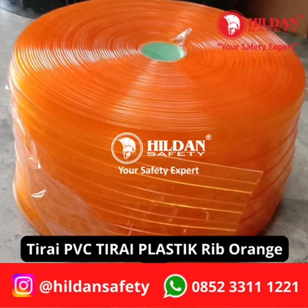 PVC STRIP CURTAIN RIBBED PLASTIC CURTAINS 3MM 30CM PER ROLL ORANGE JAKARTA