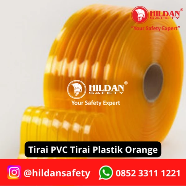 PVC STRIP CURTAIN / RIBBED PLASTIC CURTAINS 2MM 20CM PER ROLL ORANGE