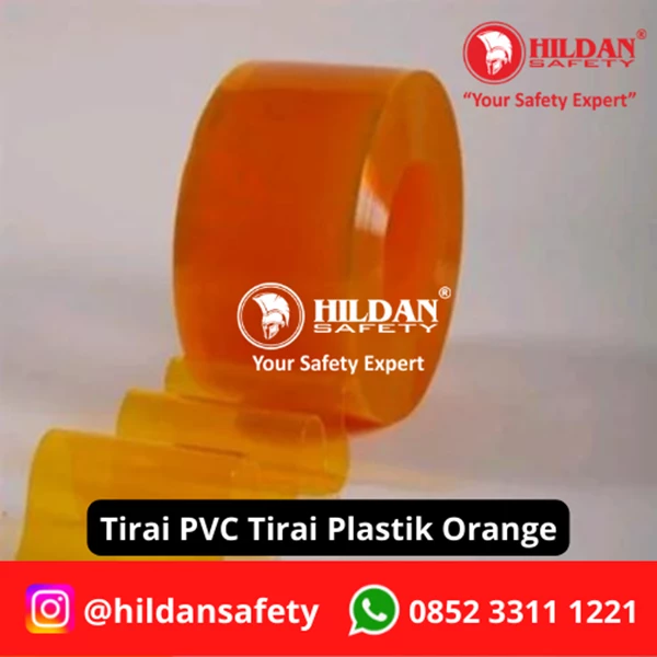 TIRAI PVC STRIP CURTAIN/ TIRAI PLASTIK PER ROLL WARNA ORANGE 3MM 20CM JAKARTA