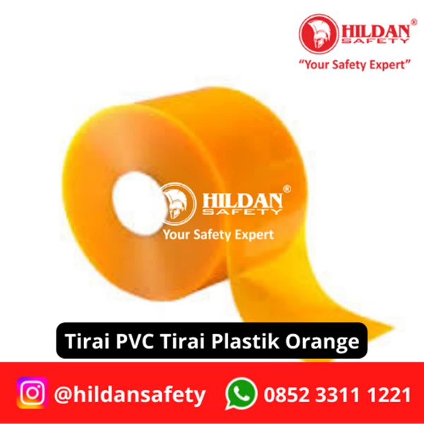 PVC STRIP CURTAIN / PLASTIC CURTAINS PER ROLL ORANGE COLOR 3MM 20CM JAKARTA