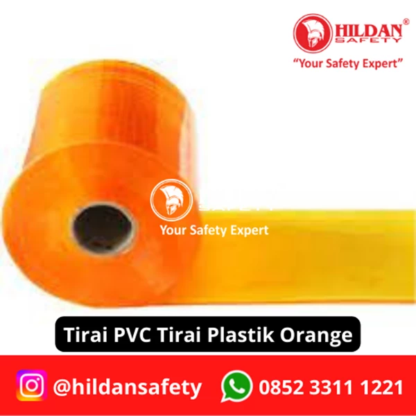 TIRAI PVC STRIP CURTAIN/ TIRAI PLASTIK PER ROLL WARNA ORANGE 3MM 20CM JAKARTA