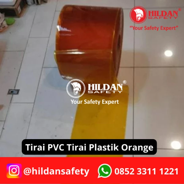 TIRAI PVC STRIP CURTAIN / TIRAI PLASTIK 3MM 20CM PER METER WARNA ORANGE JAKARTA