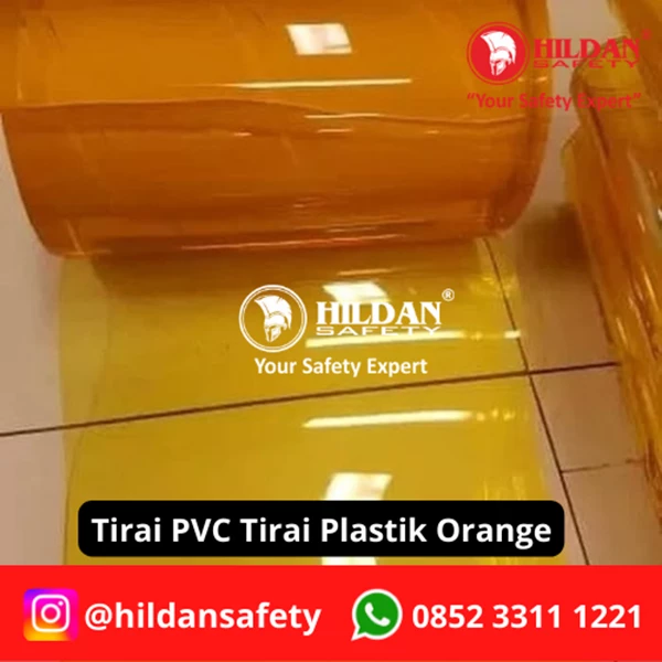 PVC STRIP CURTAIN / PLASTIC CURTAINS 3MM 20CM PER METER COLOR ORANGE JAKARTA