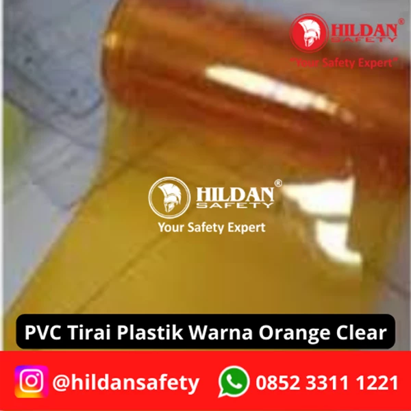 PVC STRIP CURTAIN / TIRAI PLASTIK PVC PER ROLL WARNA ORANGE CLEAR JAKARTA