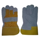 LEOPARD Yellow Cotton Cow Split Leather Gloves 0192  1