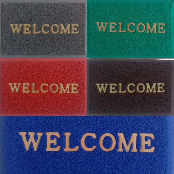 WELCOME Thin Rubber Feet Mat - Color Red Size 40 x 60 cm