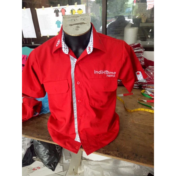 Baju Seragam Kerja TELKOM INDIHOME FIBER Merah Murah Satuan