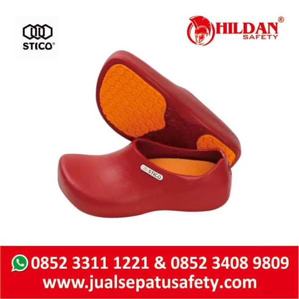 Safety Shoes Merk STICO Sepatu Chef Warna Merah Sepatu Koki Dapur - NEC03