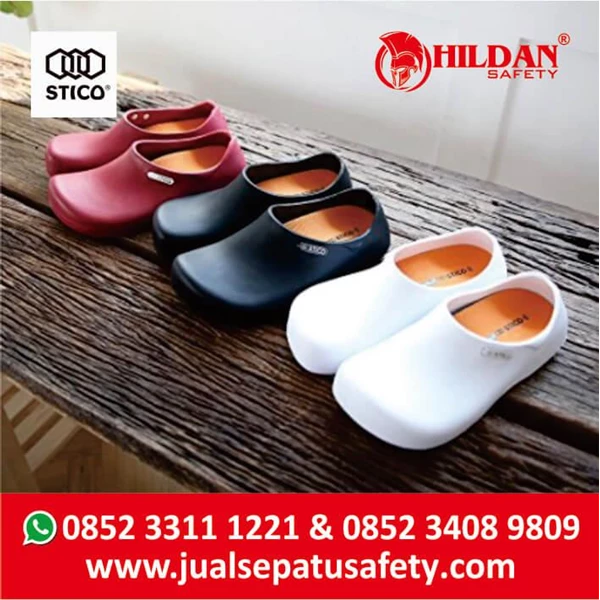 Safety Shoes Merk STICO Sepatu Chef Warna Merah Sepatu Koki Dapur - NEC03