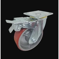  5 inch trolley wheels equipped with red wheel brakes